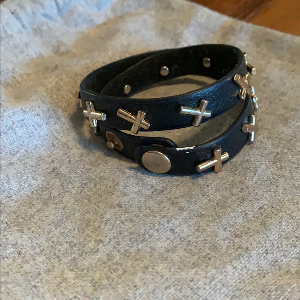 Leather cross bracelet